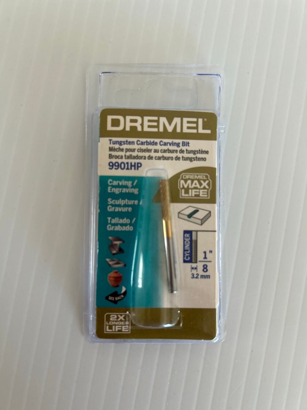 Dremel 9901HP Max Life 1/8ā Tungsten Carbide Carving Engraving Bit NEW